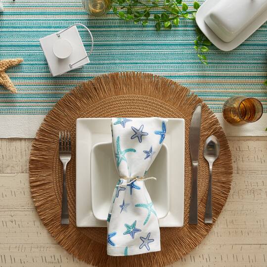 DII® 15" Round Natural Fringe Woven Placemat Set, 6ct.